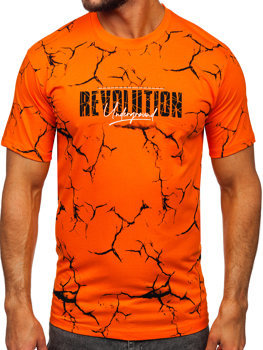 Herr Bomulls T-shirt med tryck Orange Bolf 14717