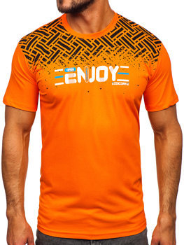 Herr Bomulls T-shirt med tryck Orange Bolf 14720
