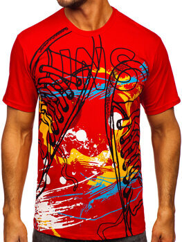 Herr Bomulls T-shirt med tryck Röd Bolf 143000