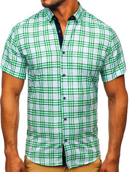 Herr Kortärmad rutig skjorta Grön Bolf 201501