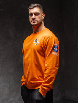 Herr Sweatshirt med tryck Orange Bolf 6476A1