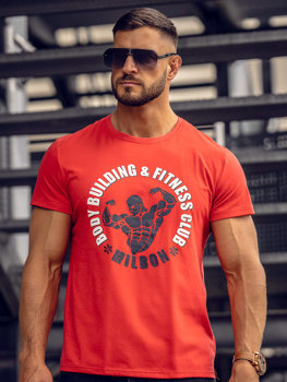 Herr T-shirt med tryck Röd Bolf Y70015A