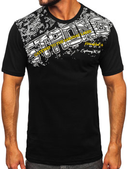 Herr T-shirt med tryck Svart Bolf 14234