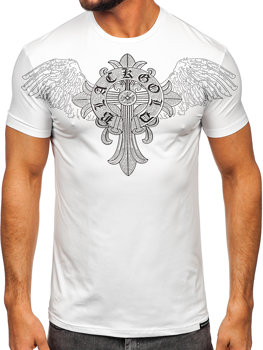 Herr T-shirt med tryck with Sequins Vit Bolf MT3037