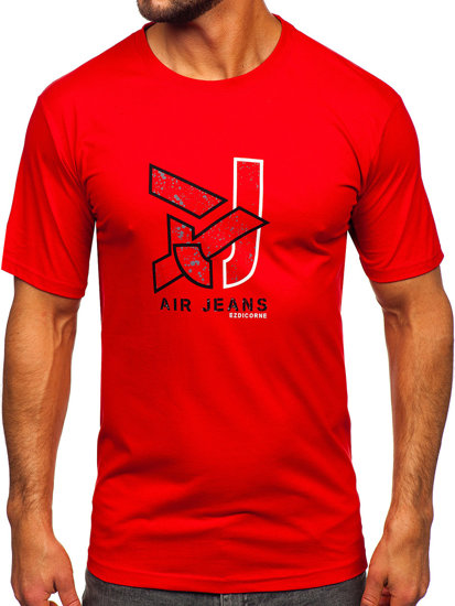 Herr Bomulls T-shirt Röd Bolf 14769