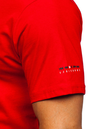 Herr Bomulls T-shirt med tryck Röd Bolf 14740