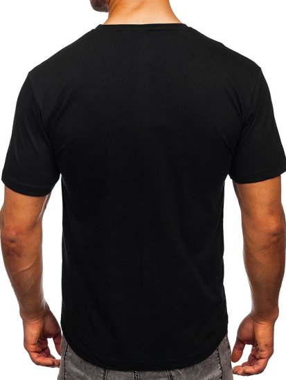 Herr Bomulls T-shirt med tryck Svart Bolf 14801