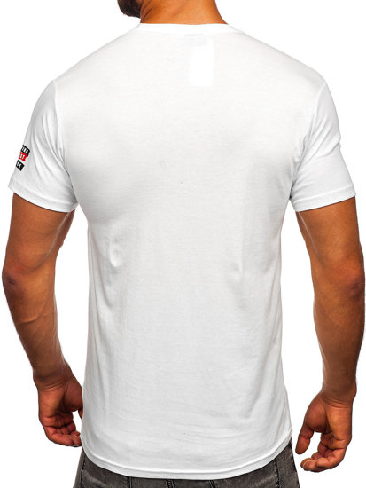 Herr Bomulls T-shirt med tryck Vit Bolf 14514