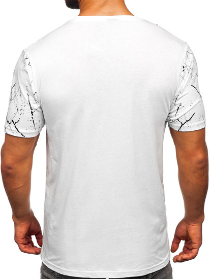 Herr Bomulls T-shirt med tryck Vit Bolf 147737