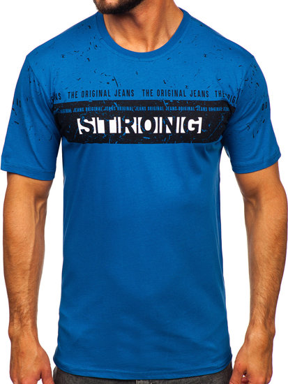 Herr T-shirt med tryck Blå Bolf 14204