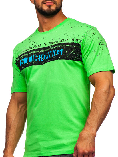 Herr T-shirt med tryck Neongrön Bolf 14204