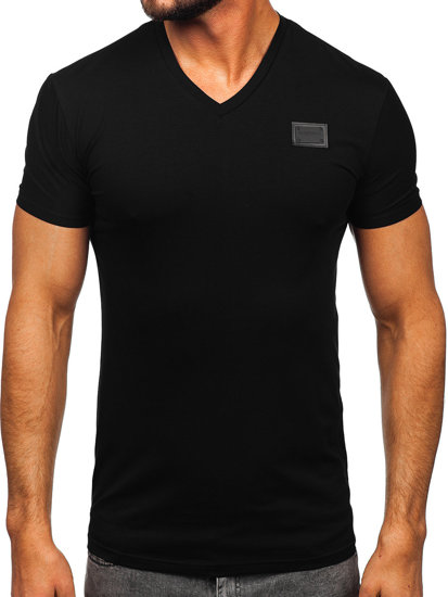 Herr V-ringad T-shirt med tryck Svart Bolf MT3030