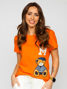 Dam T-shirt med tryck Orange Bolf 52352