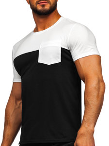 Herr Basic T-shirt med ficka Vit-Svart Bolf 8T91