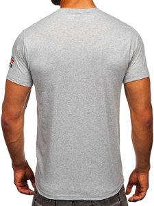 Herr Bomulls T-shirt med tryck Grå Bolf 14514