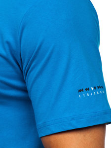 Herr Bomulls T-shirt med tryck Himmelsblå Bolf 14740