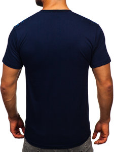 Herr Bomulls T-shirt med tryck Marinblå Bolf 14720