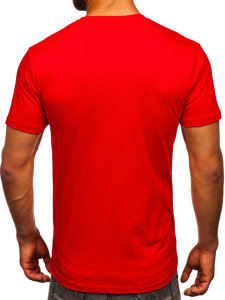 Herr Bomulls T-shirt med tryck Röd Bolf 14701