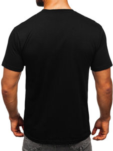 Herr Bomulls T-shirt med tryck Svart Bolf 14728