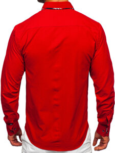 Herr Elegant Långärmad Skjorta Röd Bolf 4704