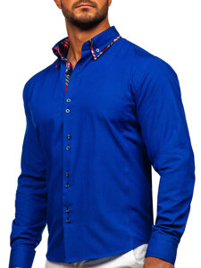 Herr Elegant Långärmad Skjorta Royal Blå Bolf 4704