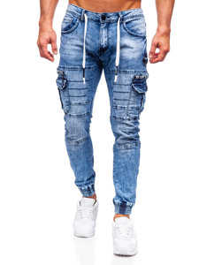 Herr Jeans-Cargojoggers Slim Fit Marinblå Bolf E9652