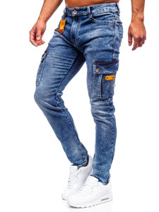 Herr Jeans-cargobyxor Skinny Fit Marinblå Bolf R51006S0