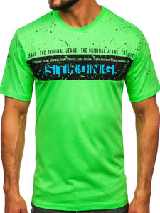 Herr T-shirt med tryck Neongrön Bolf 14204