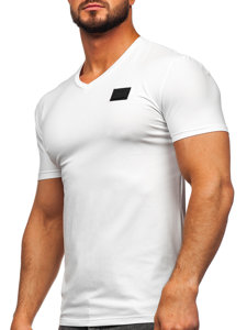 Herr V-ringad T-shirt med tryck Vit Bolf MT3030