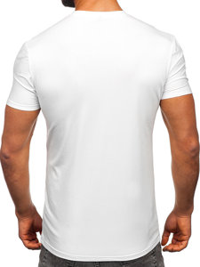 Herr V-ringad T-shirt med tryck Vit Bolf MT3030